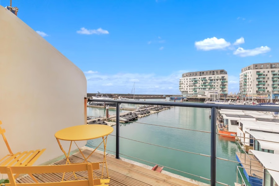 My Getaways property, marina-view balcony